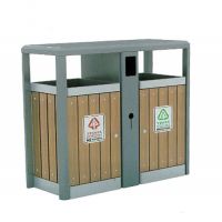 河南天祥 户外钢木二分类果皮箱环卫垃圾桶（小区/公园/街道）