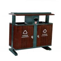 天祥钢木二分类垃圾桶环保果皮箱 支持批发定制(小区/公园）