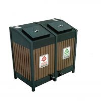 户外钢木垃圾桶室外垃圾箱环保果壳箱二分类果皮箱 河南天祥