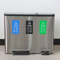 河南天祥 室内不锈钢脚踏环保三分类垃圾桶 厂家直销支持定制